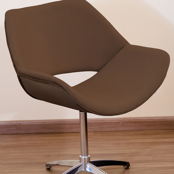 Poltrona Decorativa Vazada Pé Giratório De Alumínio Marrom