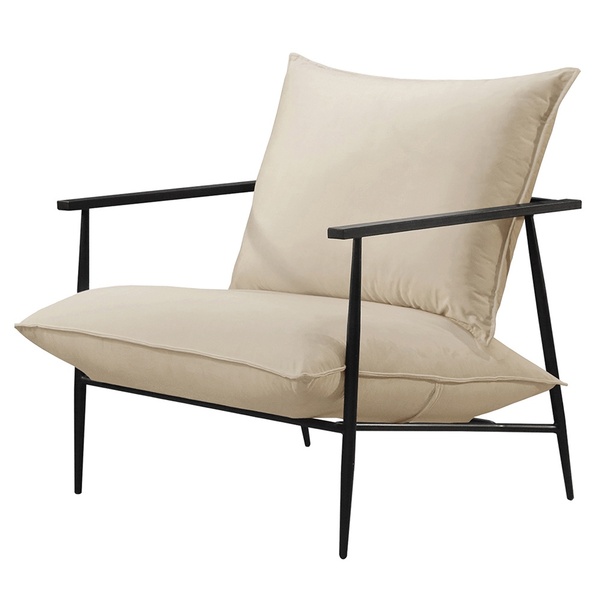 Poltrona Decorativa Veludo Bege Claro Agnes