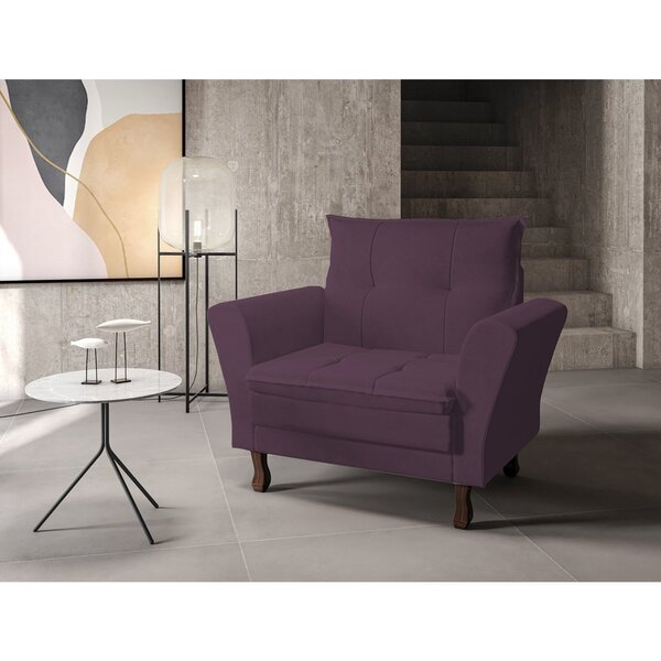 Poltrona Decorativa Veludo Classic  Roxa