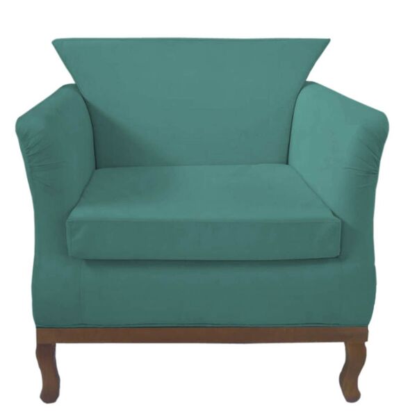 Poltrona Decorativa Veneza Suede Azul Turquesa - Dominic Decor