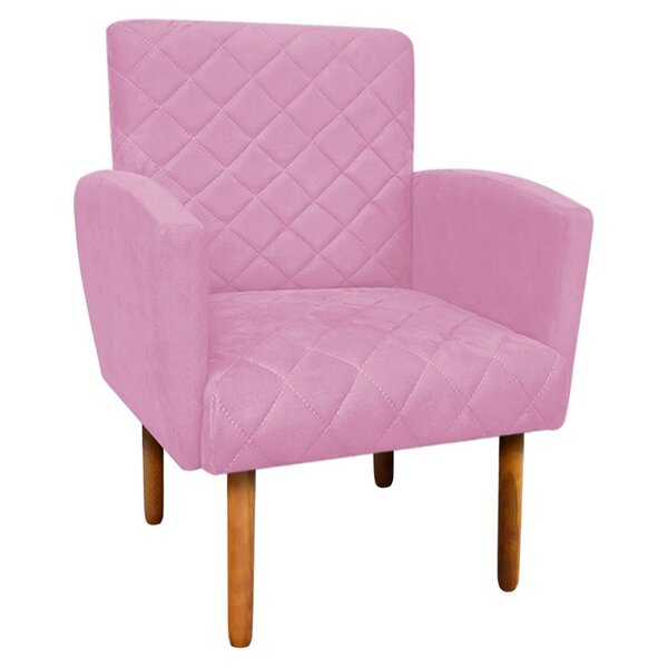 Poltrona Decorativa Veronês Para Sala E Recepção Suede Rosa B