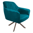 Poltrona Decorativa Versalhes Pés Champagne Giratório Veludo