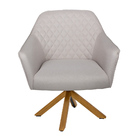 Poltrona Decorativa Versalhes Pés Madeira Giratório Linho Are