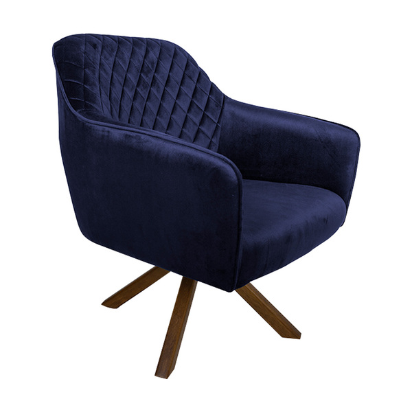Poltrona Decorativa Versalhes Pés Madeira Giratório Veludo Az