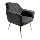 Poltrona Decorativa Versalhes Pés Palito Gold Veludo Cinza G1