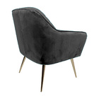 Poltrona Decorativa Versalhes Pés Palito Gold Veludo Cinza G1