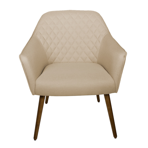 Poltrona Decorativa Versalhes Pés Palito Madeira Linho Bege G
