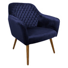 Poltrona Decorativa Versalhes Pés Palito Madeira Veludo Azul