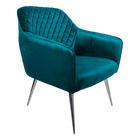 Poltrona Decorativa Versalhes Pés Palito Polido Veludo Azul T