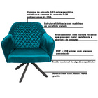 Poltrona Decorativa Versalhes Pés Preto Giratório Veludo Azul