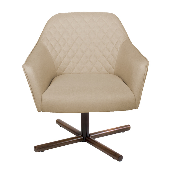 Poltrona Decorativa Versalhes Pés Xis Giratório Linho Bege G1