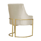 Poltrona Decorativa Vick Base Em Metal Dourada Veludo Bege -