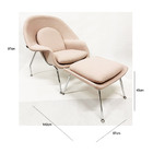Poltrona Decorativa Womb Chair Com Puff Linho Cor Rosé Pés Cr