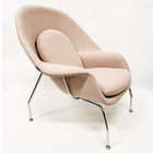 Poltrona Decorativa Womb Chair Com Puff Linho Cor Rosé Pés Cr