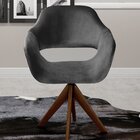 Poltrona Decorativa Zara Pé Giratório De Madeira Sala Recepçã