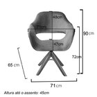 Poltrona Decorativa Zara Pé Giratório De Madeira Sala Recepçã