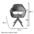 Poltrona Decorativa Zara Pé Giratório De Madeira Sala Recepçã