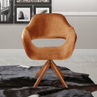 Poltrona Decorativa Zara Pé Giratório De Madeira Sala Recepçã