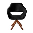 Poltrona Decorativa Zara Pé Giratório De Madeira Sala Recepçã