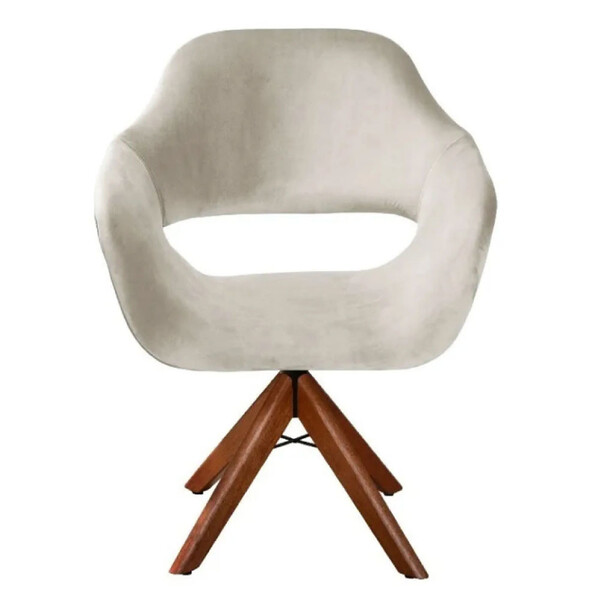 Poltrona Decorativa Zara Pé Giratório Em Madeira Facilita Dec