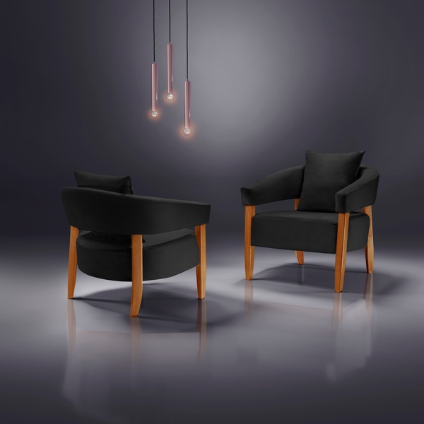 Poltrona Decorativa Zara Veludo Preto Gramdecor