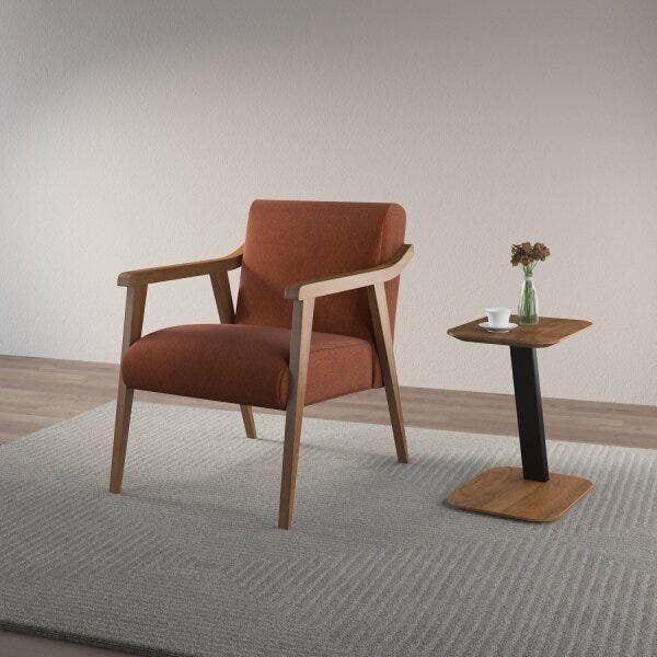 Poltrona Decorativo 56x74x78cm Madeira Maciça Flavia Volttoni