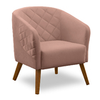 Poltrona Denver Veludo Rosê Pés Trapézio Castanho - D'rossi