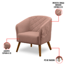 Poltrona Denver Veludo Rosê Pés Trapézio Castanho - D'rossi