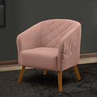 Poltrona Denver Veludo Rosê Pés Trapézio Castanho - D'rossi