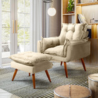 Poltrona Descanso Com Puff Para Salar De Estar Delli Suede  B