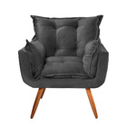 Poltrona Descanso Com Puff Para Salar De Estar Delli Suede  C