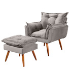 Poltrona Descanso Com Puff Para Salar De Estar Delli Suede  C