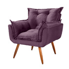 Poltrona Descanso Com Puff Para Salar De Estar Delli Veludo