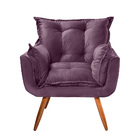 Poltrona Descanso Com Puff Para Salar De Estar Delli Veludo