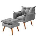 Poltrona Descanso Com Puff Para Salar De Estar Delli Veludo