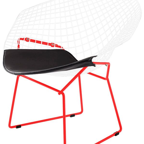 Poltrona Diamante - Linha Color - Branca Com Assento Preto -