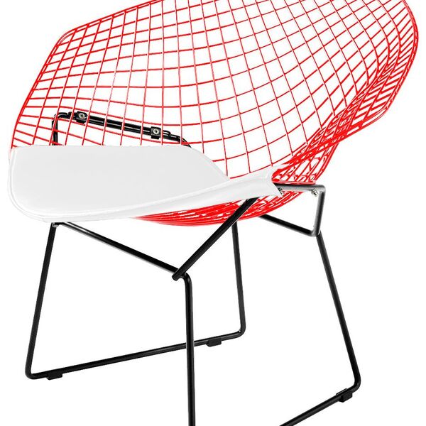 Poltrona Diamante - Linha Color - Vermelha Com Assento Branco