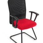 Poltrona Diretor Base Fixa  Linha Tela Mesh Vermelho