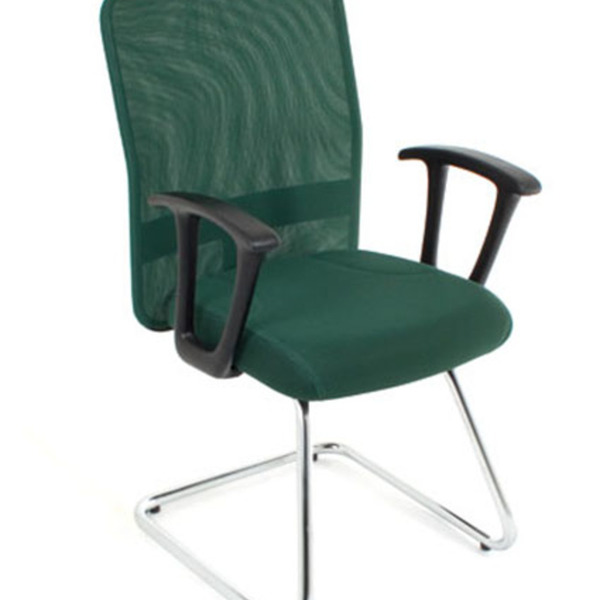 Poltrona Diretor Base Fixa Cromada Linha Tela Mesh Verde