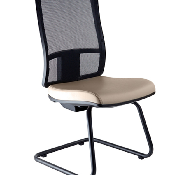 Poltrona Diretor Com Encosto Tela Mesh Linha Web Design Bege