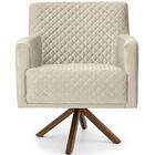 Poltrona Diva Base Giratória Giromad Veludo Matelassê Creme