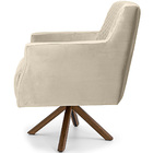 Poltrona Diva Base Giratória Giromad Veludo Matelassê Creme