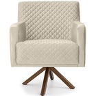 Poltrona Diva Base Giratória Giromad Veludo Matelassê Creme