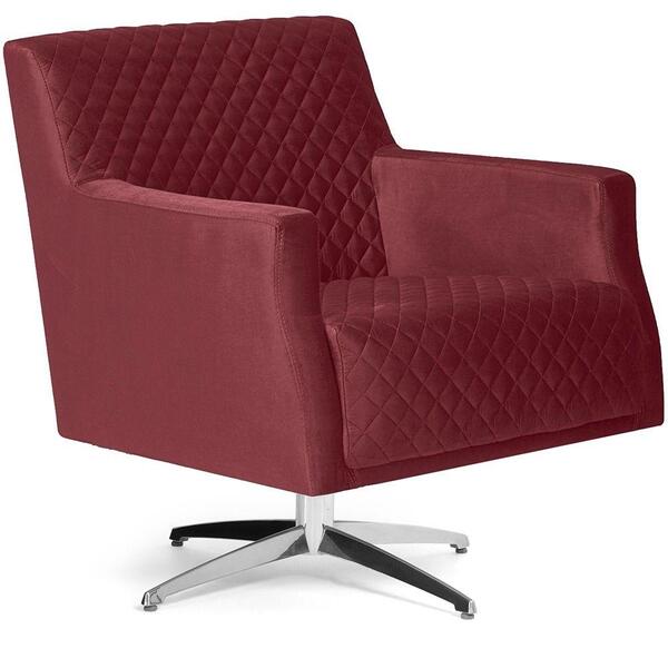 Poltrona Diva Base Giratória Suede Matelassê Vermelho