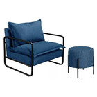 Poltrona Diva Com Puff Carol Moderna Metal Bella Decor