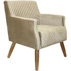 Poltrona Diva Pés Madeira Suede Matelassê Areia