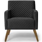 Poltrona Diva Pés Madeira Suede Matelassê Preto