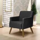 Poltrona Diva Pés Madeira Suede Matelassê Preto