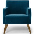 Poltrona Diva Pés Madeira Veludo Azul