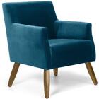 Poltrona Diva Pés Madeira Veludo Azul